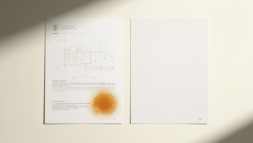 Editorial split-tile composition contrasting two abstract regulatory documents on a cream background, one with a soft warm amber stamp and one unmarked, no flags, no figures, no text overlay